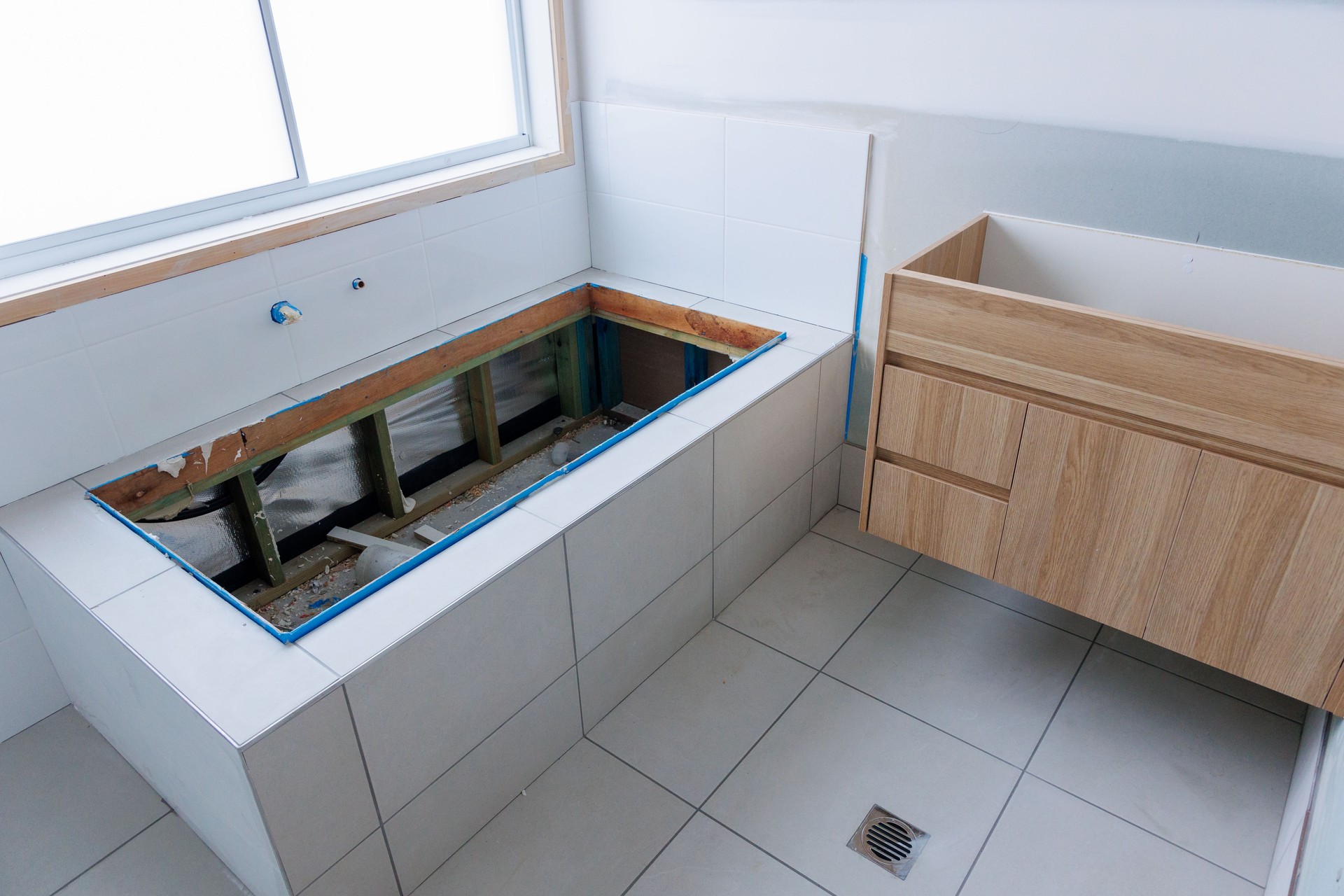 Domestic bathroom under construction